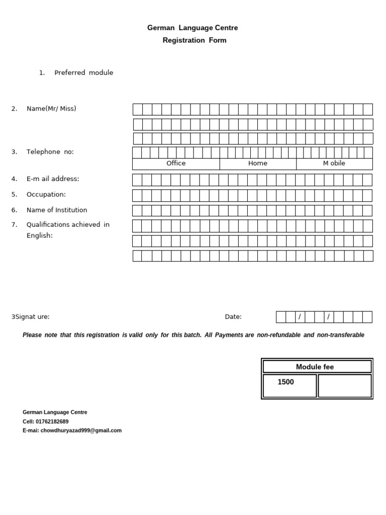 German Language Course Registration | PDF