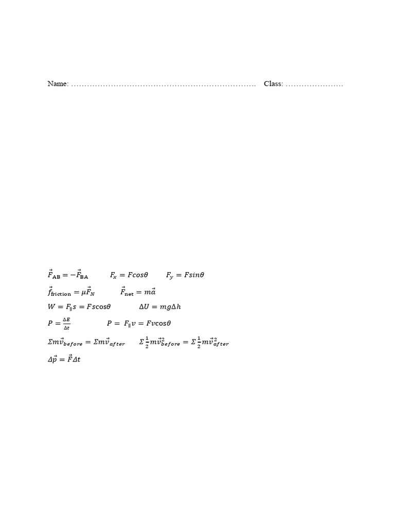 Physics Test A: Multiple Choice & Short Answers | PDF | Force | Momentum