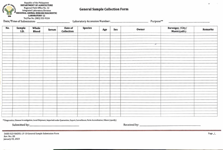 Animal Disease Diagnostic Submission Form | PDF