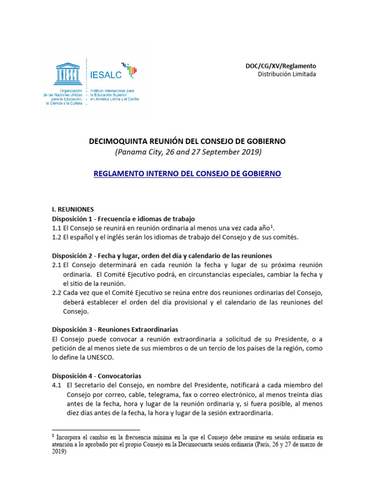 Reglamento Consejo de Gobierno Del IESALC - Actualizado 2019 | PDF ...