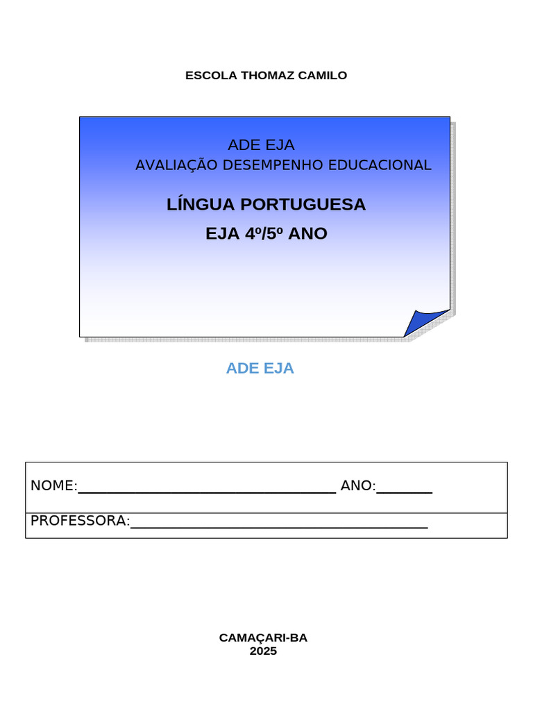 Avaliação de Português para EJA 2025 | PDF | Formiga