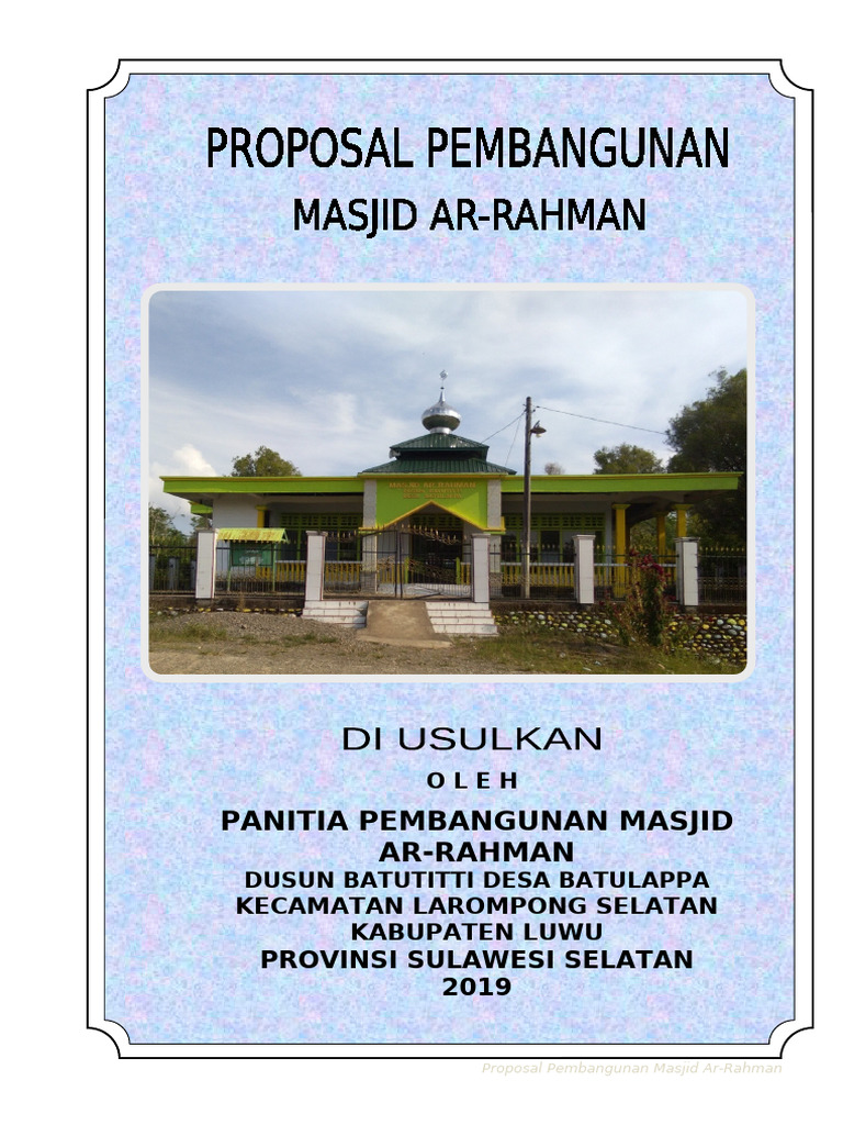Proposal Pembangunan Masjid Ar-Rahman | PDF