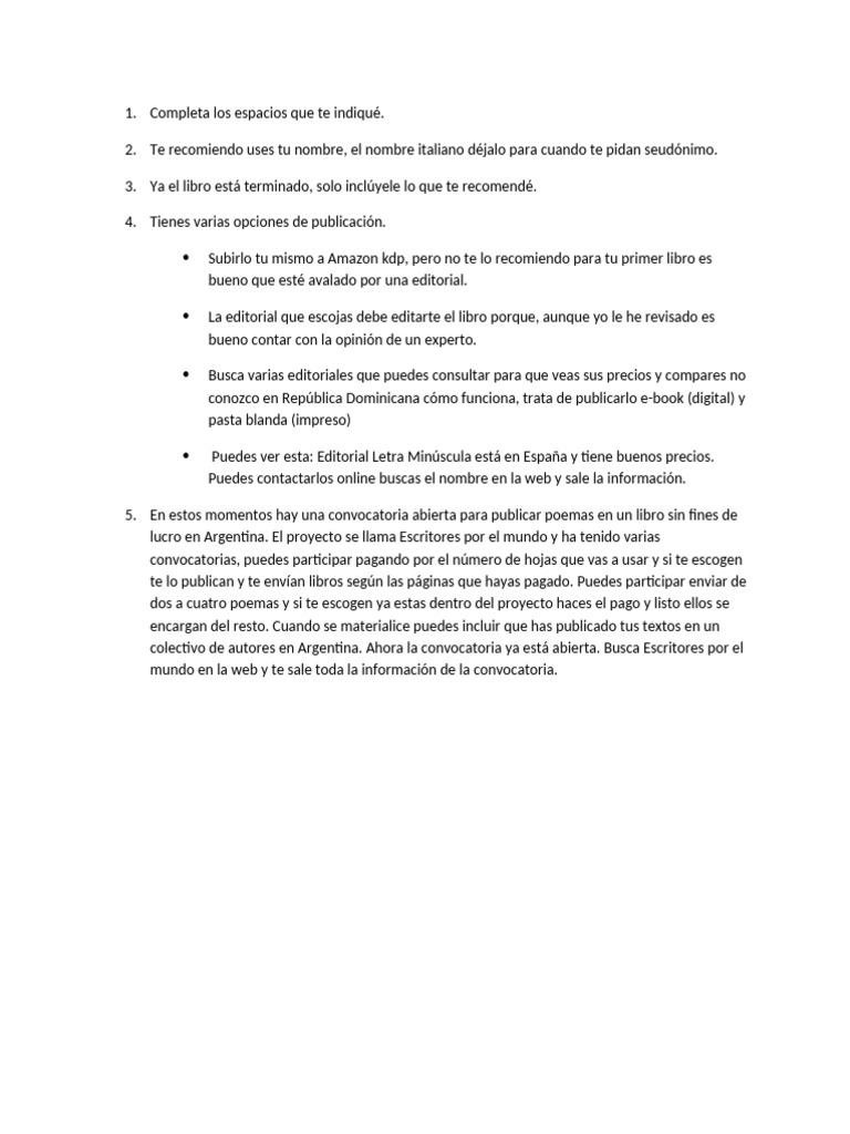 Opciones para publicar tu libro y poemas | PDF