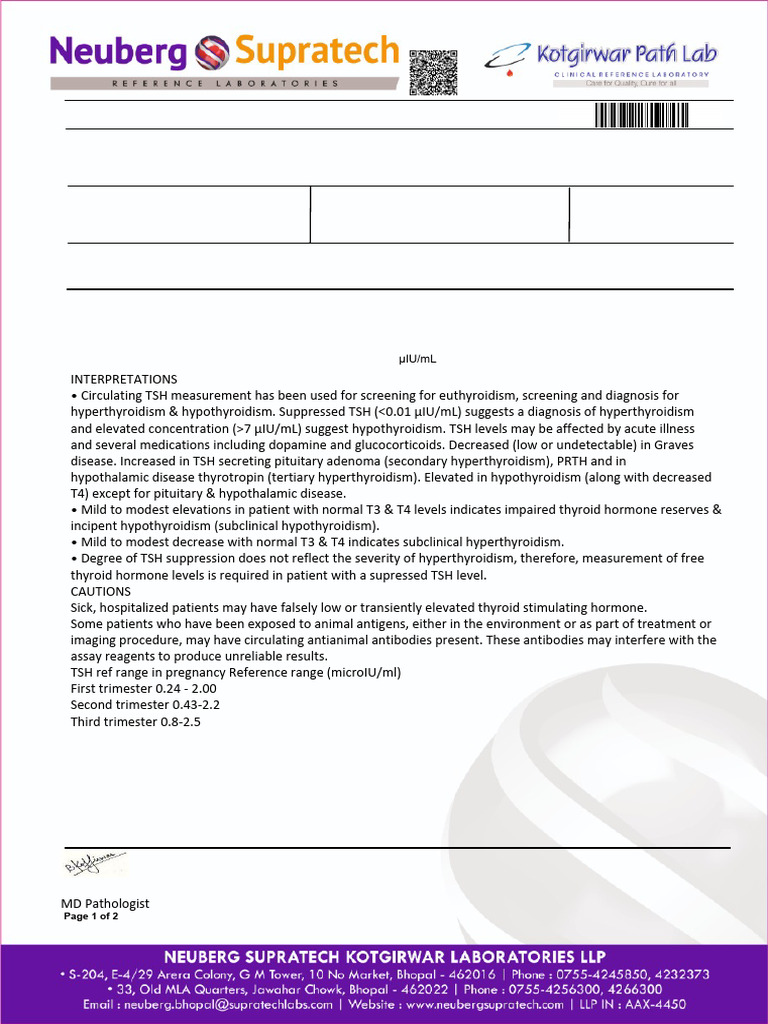 Report - 50502300095 - MAYA RAI | PDF | Thyroid Stimulating Hormone ...