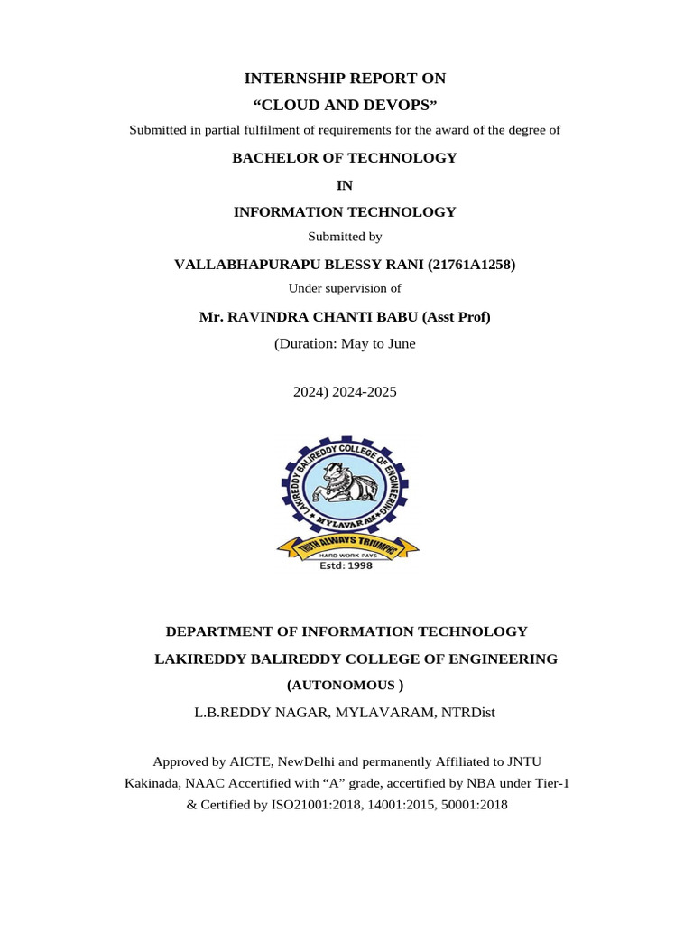 Internship in Cloud Engineering & DevOps | PDF | Eclipse (Software ...