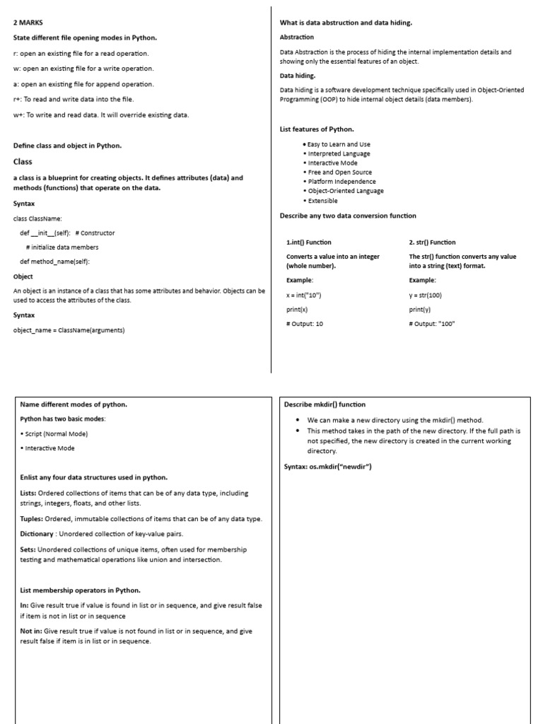 Python File Modes and OOP Concepts | PDF | Class (Computer Programming ...