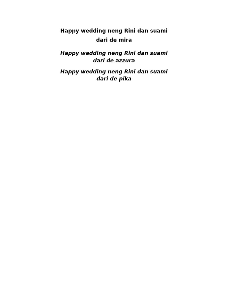 Happy Wedding Neng Rini Dan Suami Dari de Mira | PDF