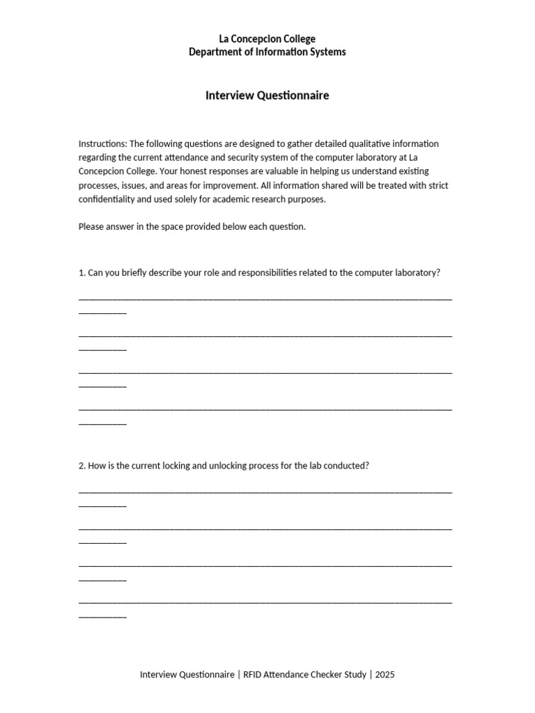 La Concepcion College Lab Security Survey | PDF | Radio Frequency ...