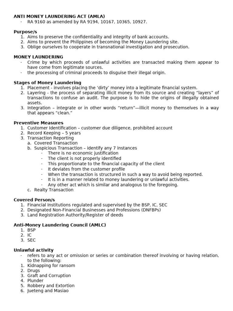 Anti-Money Laundering Act Overview | PDF | Money Laundering ...