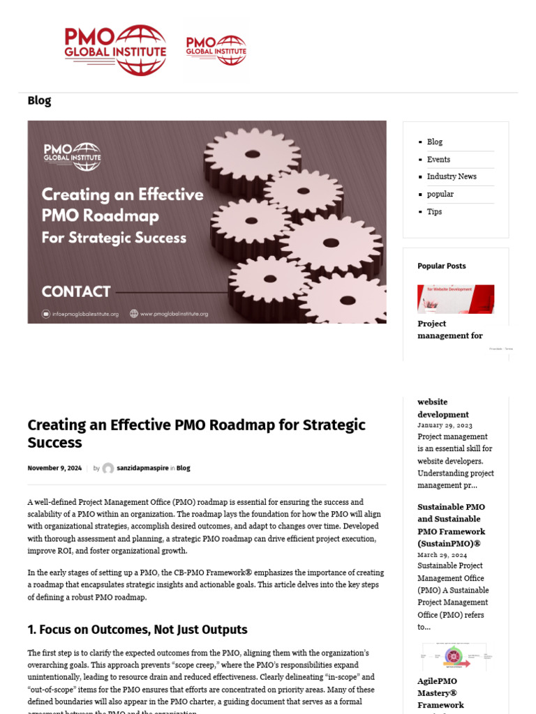 Effective PMO Roadmap for Success | PDF | Return On Investment ...