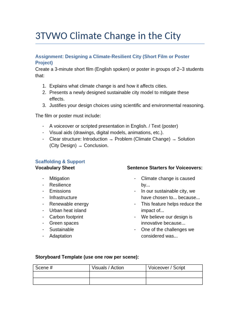 Climate Change Film Assignment 3VWO | PDF | Climate Change ...