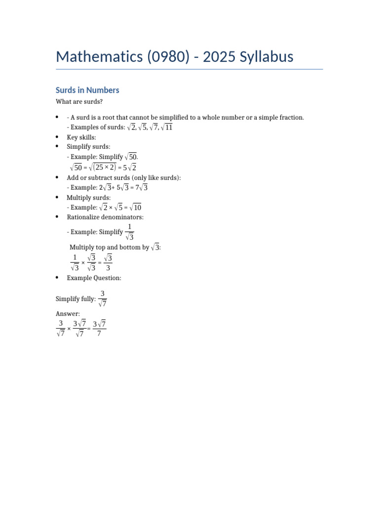 Surds and Function Domains Explained | PDF | Square Root | Function ...