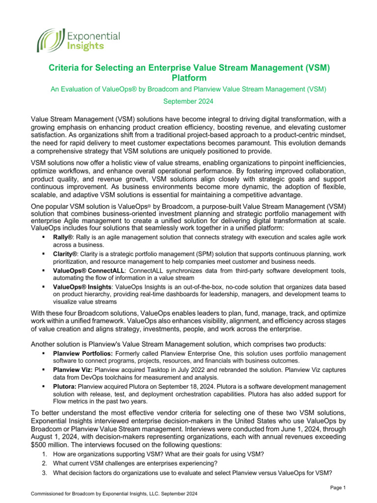 ChoosingVSM-ValueOpsvsPlanview | PDF | Agile Software Development ...