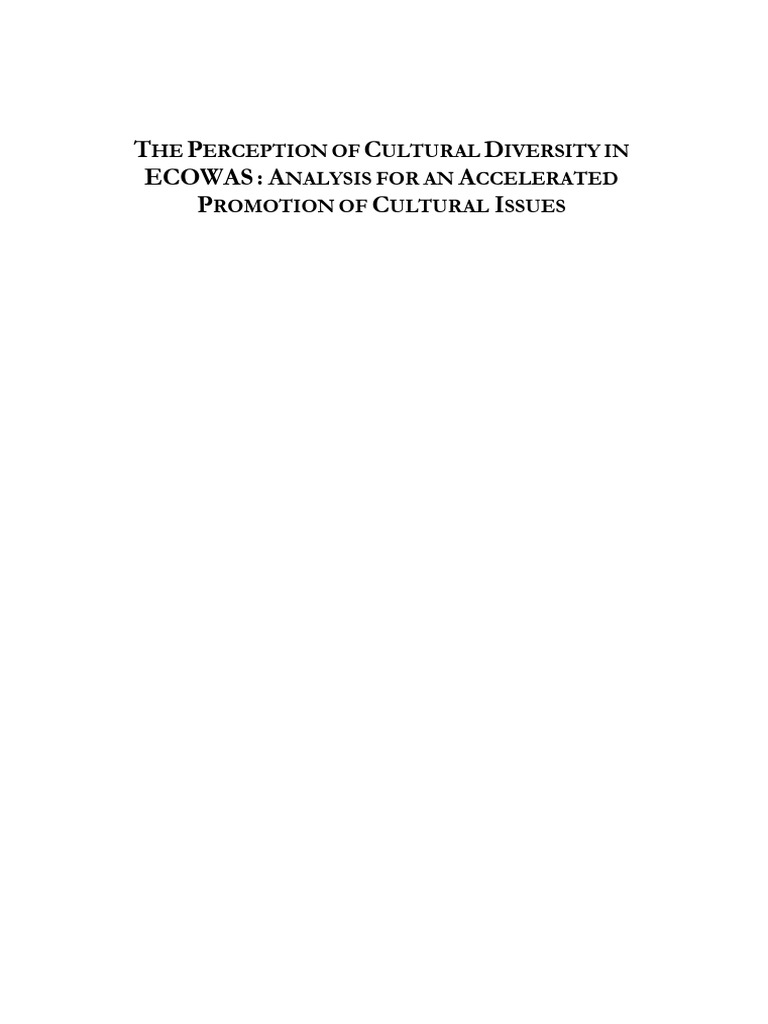 Cultural Diversity Perception in ECOWAS | PDF | Multiculturalism ...