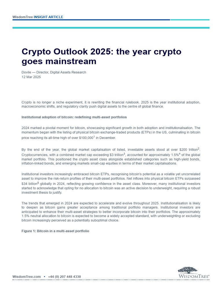 Blog - Crypto Outlook 2025 The Year Crypto Goes Mainstream | PDF ...