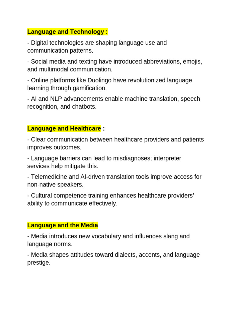 Language in the Digital Age: Impact of Tech | PDF