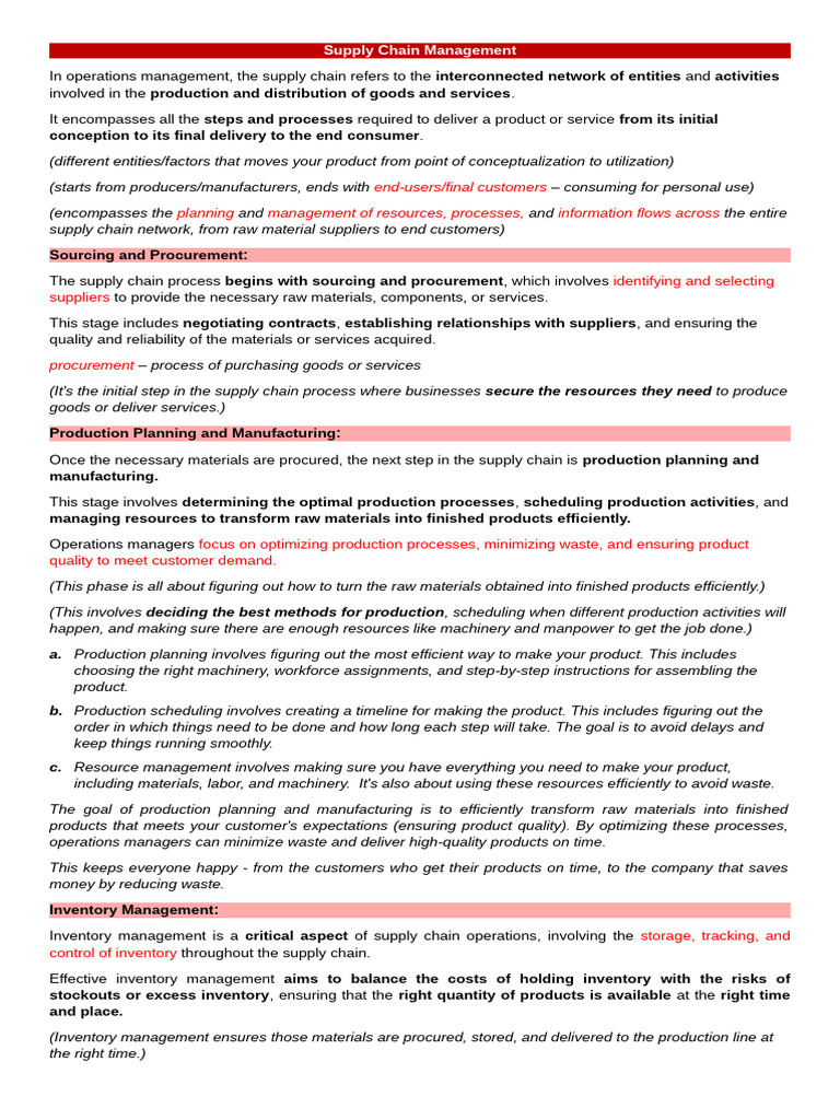 Comprehensive Guide to Supply Chain Management | PDF | Supply Chain ...