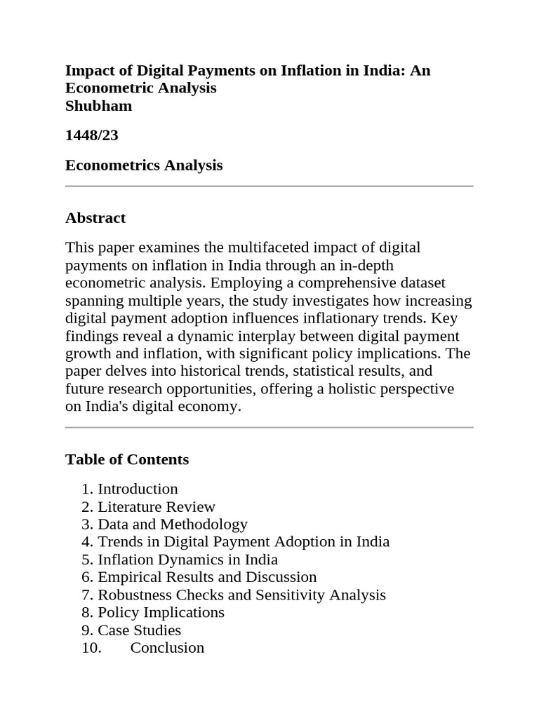 1 Impact of Digital Payments On Inflation in India | PDF | Inflation ...