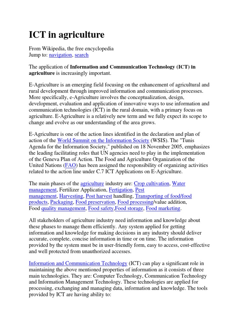 ICT in Agriculture | PDF | Educational Technology | Intellectual Works