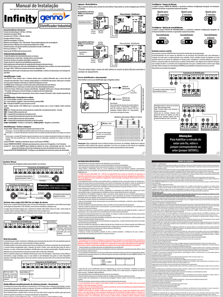 Manual Inst. Infinity Shock V0 | PDF | Relé | Conector elétrico
