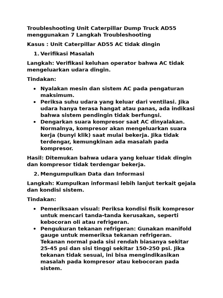 Troubleshooting AC Dump Truck AD55 | PDF