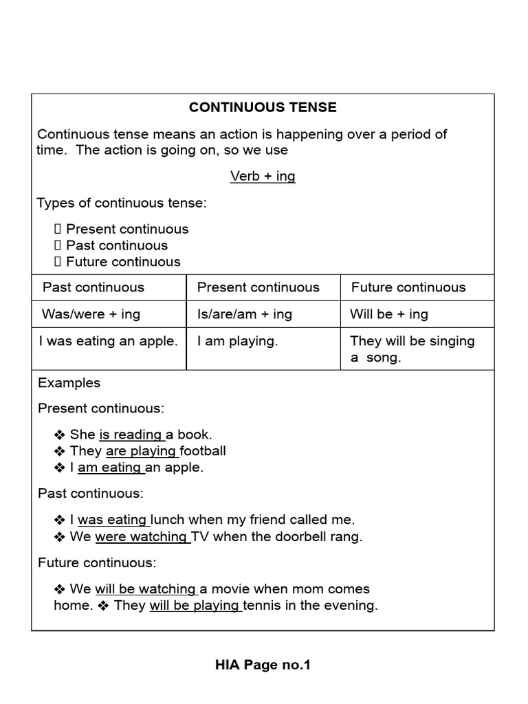 Continuus Tense | PDF