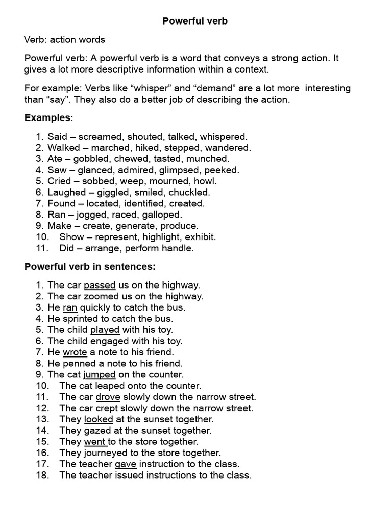 Powerful Verb | PDF