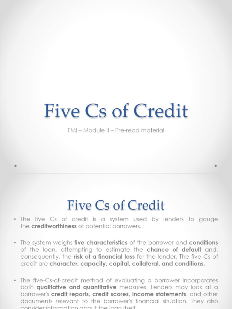 Understanding the Five Cs of Credit | PDF | Loans | Finance & Money ...