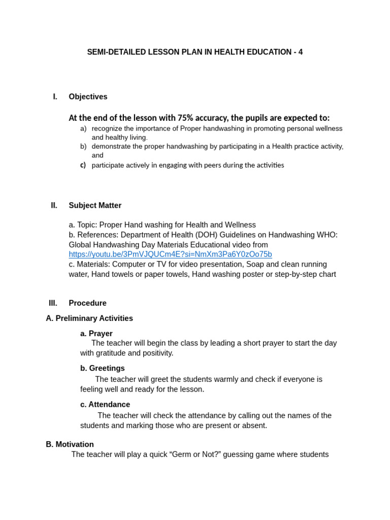 Health Education: Proper Handwashing Lesson | PDF | Hand Washing