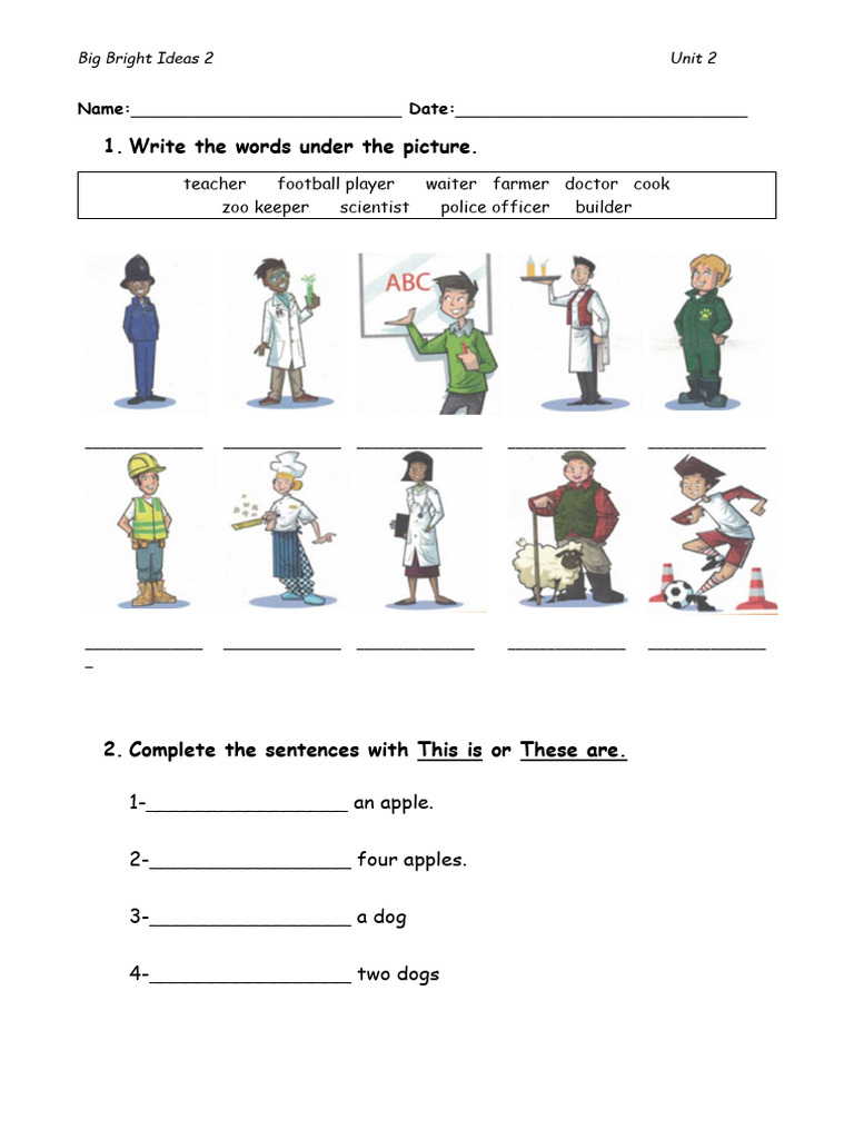 Big Bright Ideas 2 Unit 2 Activities | PDF