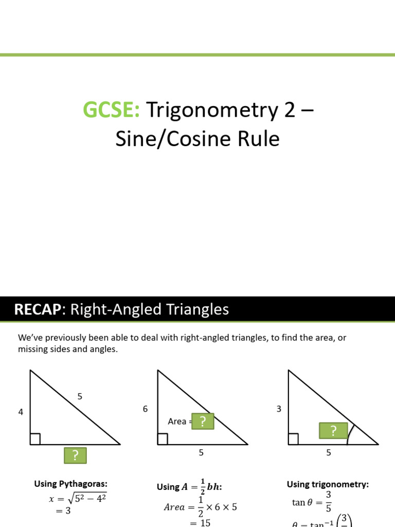 GCSE Trigonometry: Sine and Cosine Rules | PDF | Trigonometry | Mathematics