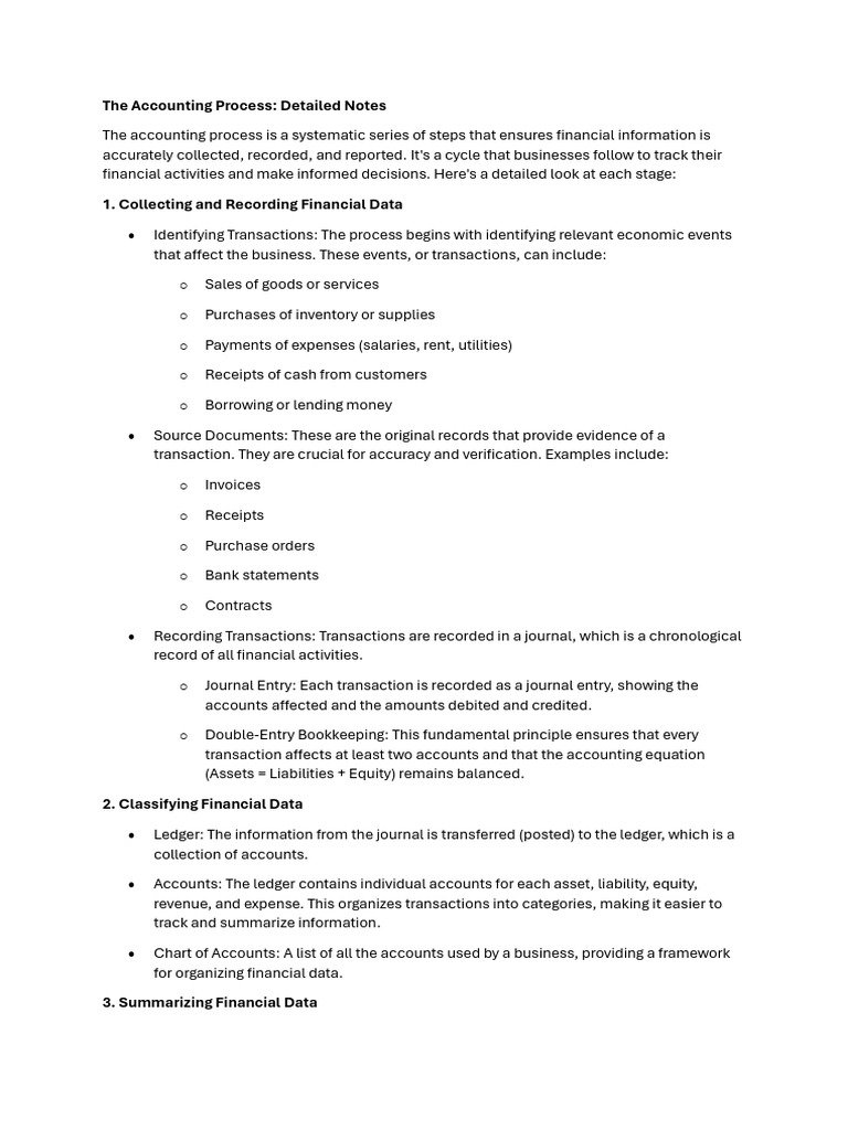 Accounting Process Detailed Notes | PDF | Economies | Financial Economics