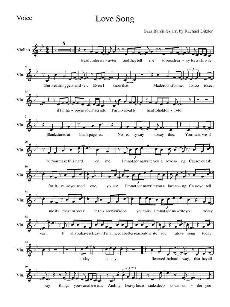 Sara Bareilles' Love Song Lyrics PDF(01)