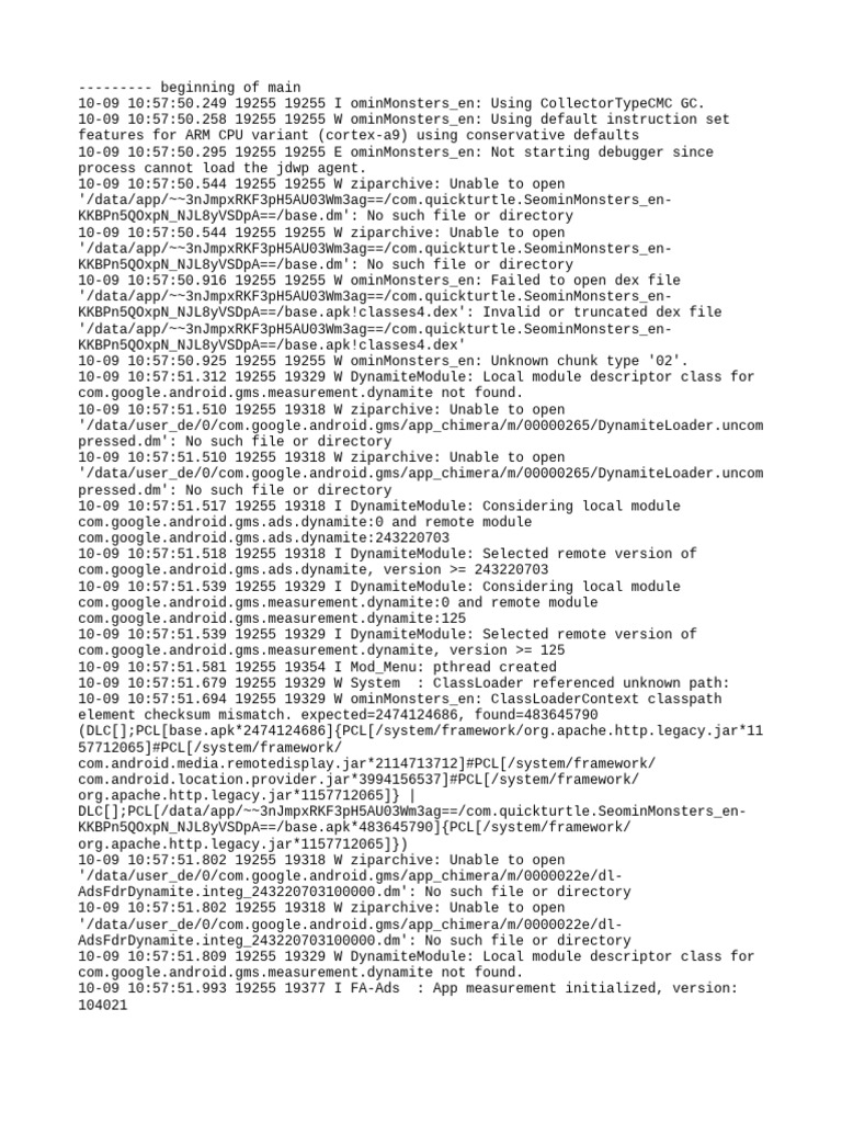 Omin Monsters Error Log Analysis | PDF | Computer File | Computing
