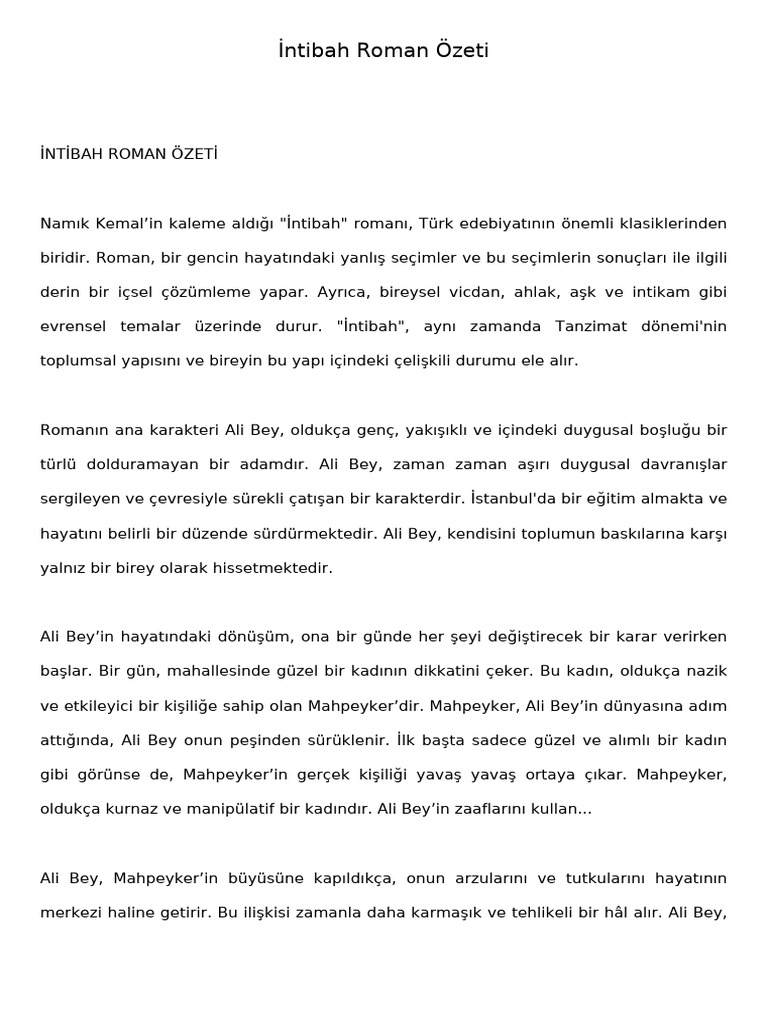 Intibah Ozet 3sayfa | PDF