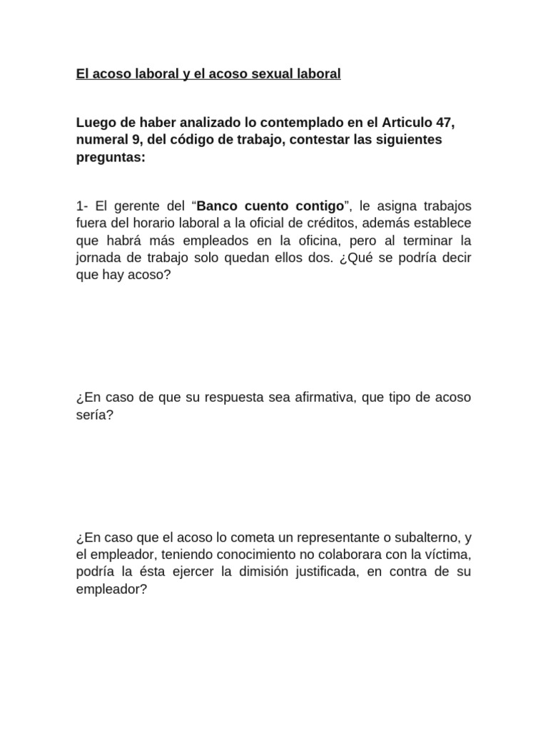El Acoso Laboral y El Acoso Sexual Laboral | PDF