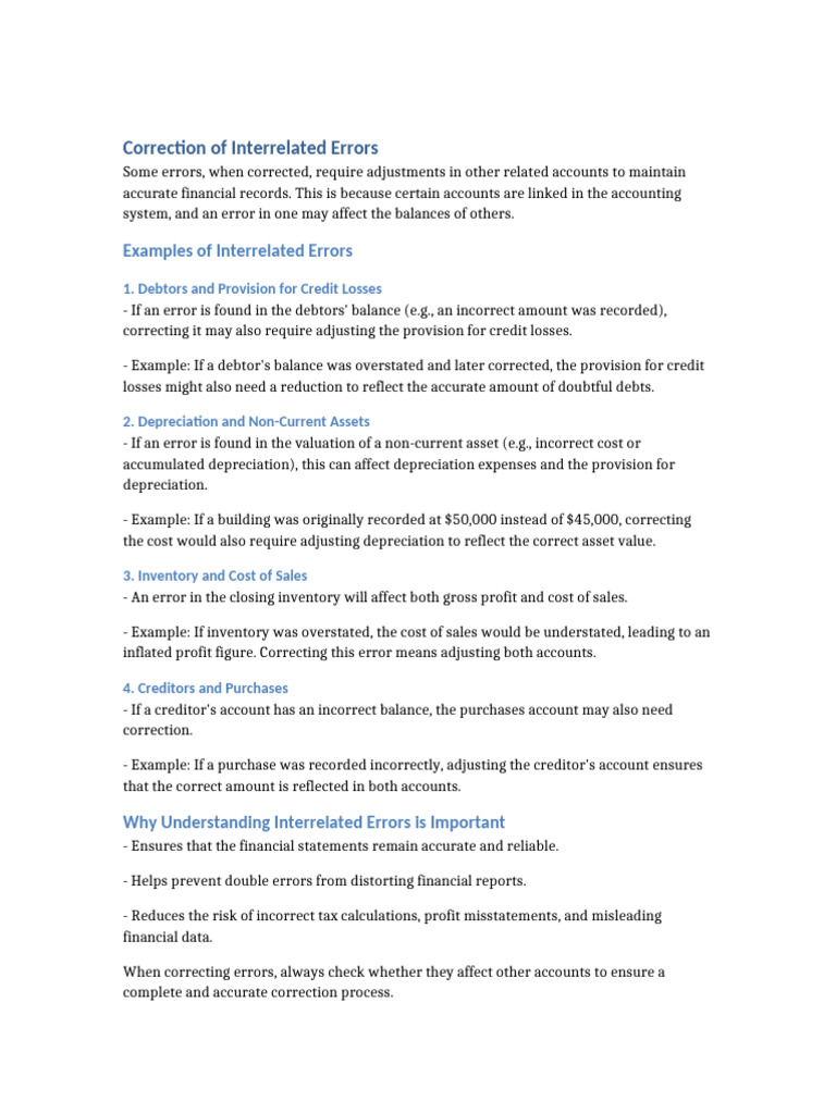 Correction of Interrelated Errors | PDF