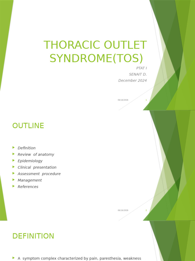 Thoracic Outlet Syndrome (Tos) | PDF | Shoulder | Thorax