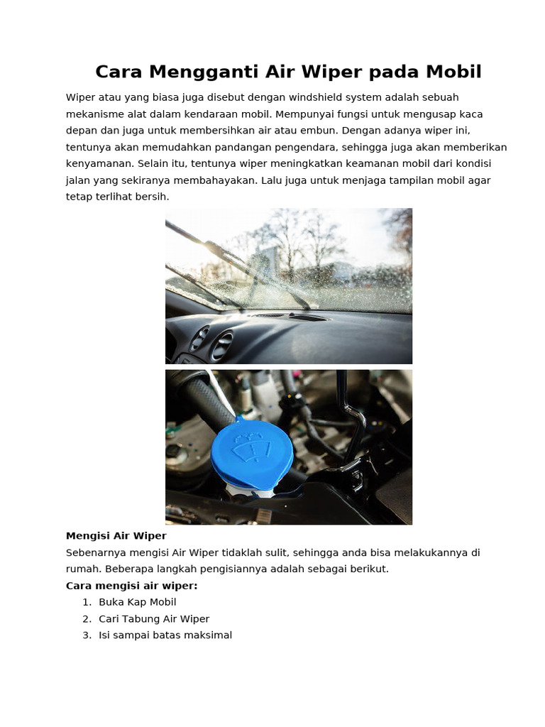 Cara Mengisi Air Wiper Mobil | PDF