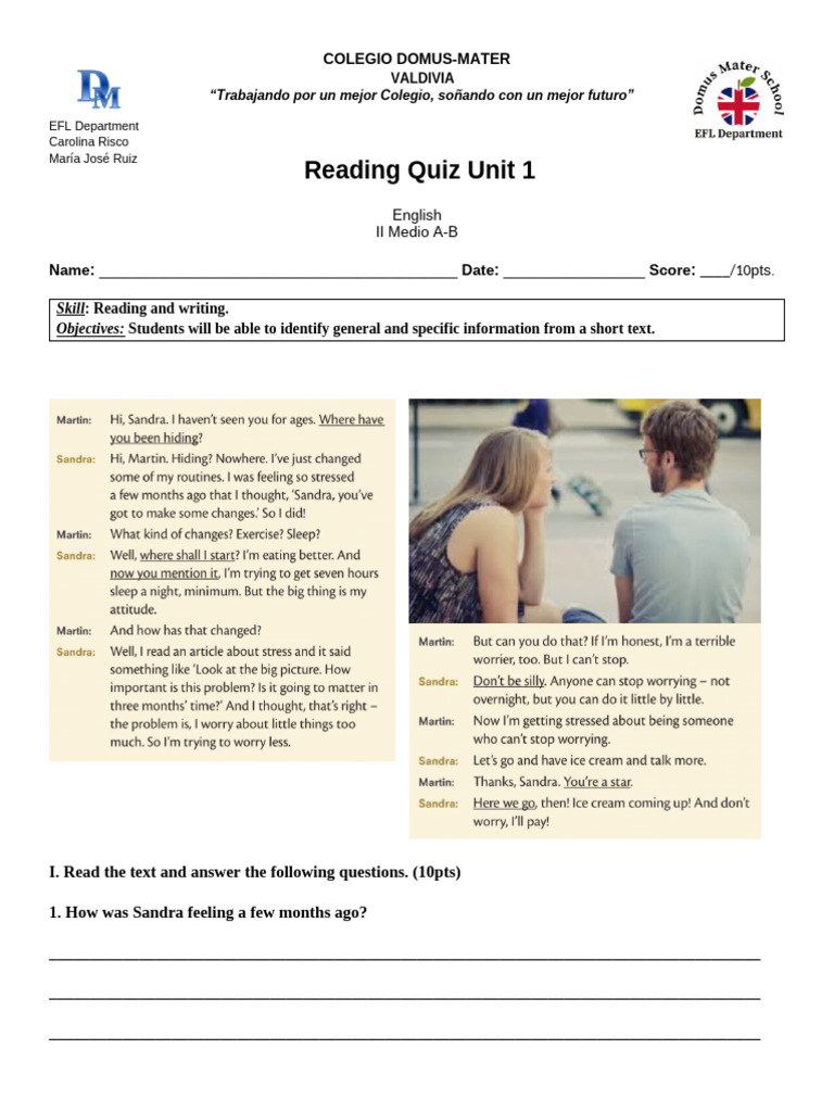 Reading Quiz II Medio | PDF