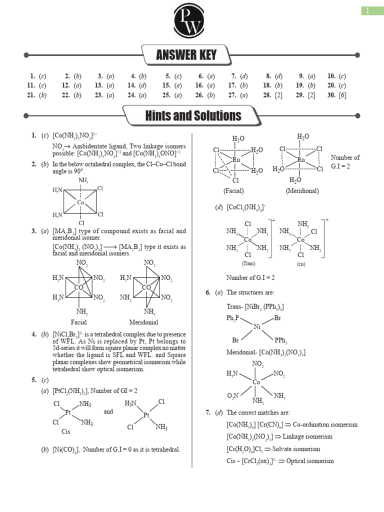 Coordination Compounds QUES | PDF | Coordination Complex | Chemical ...