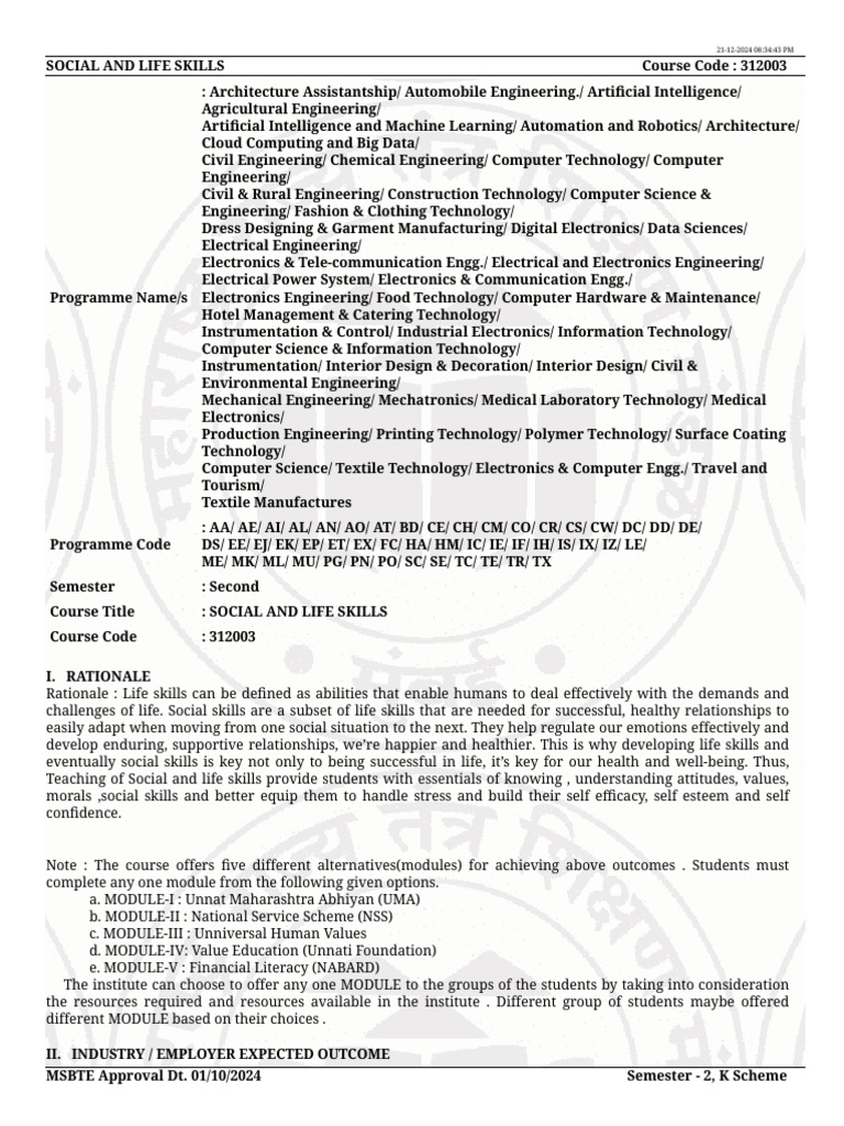 312003-Social and Life Skills | PDF | Engineering | Learning