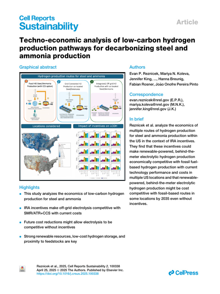 Techno Economic Analysis of Low Carbon Hydrogen PR | PDF | Carbon ...