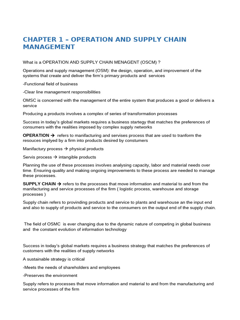 Chapter 1 - Operation and Supply Chain Menagement | PDF | Inventory ...