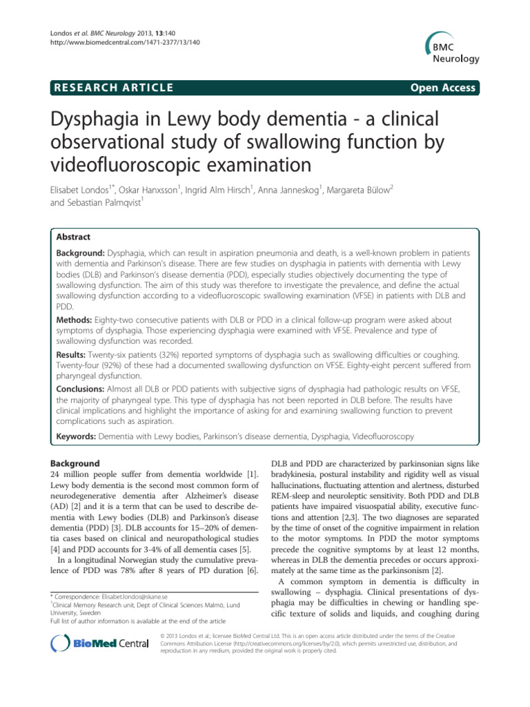 BCMN 2013 Disfagia en DCL y Disfuncion Deglutoria Por FEES | PDF ...