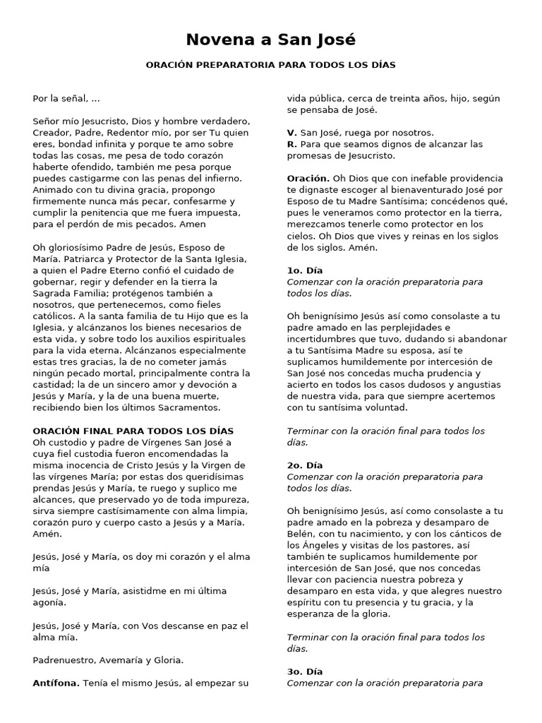 Novena A San José | PDF | María, madre de Jesús | Intercesión