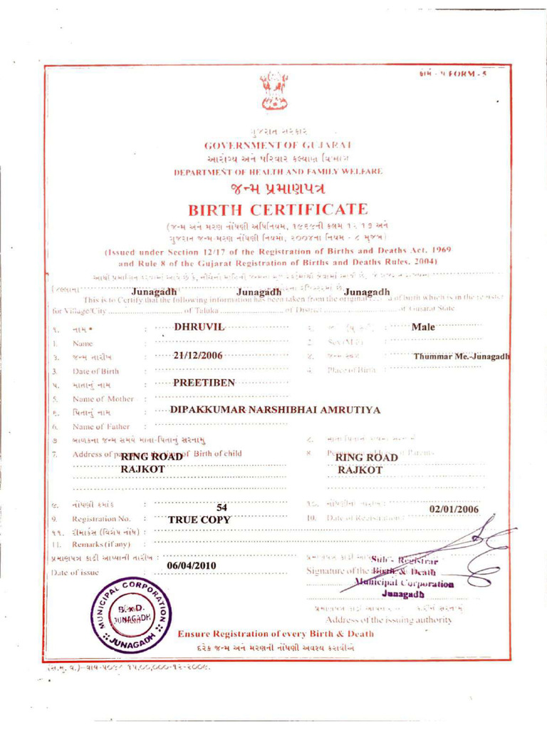 Birth Certificate | PDF