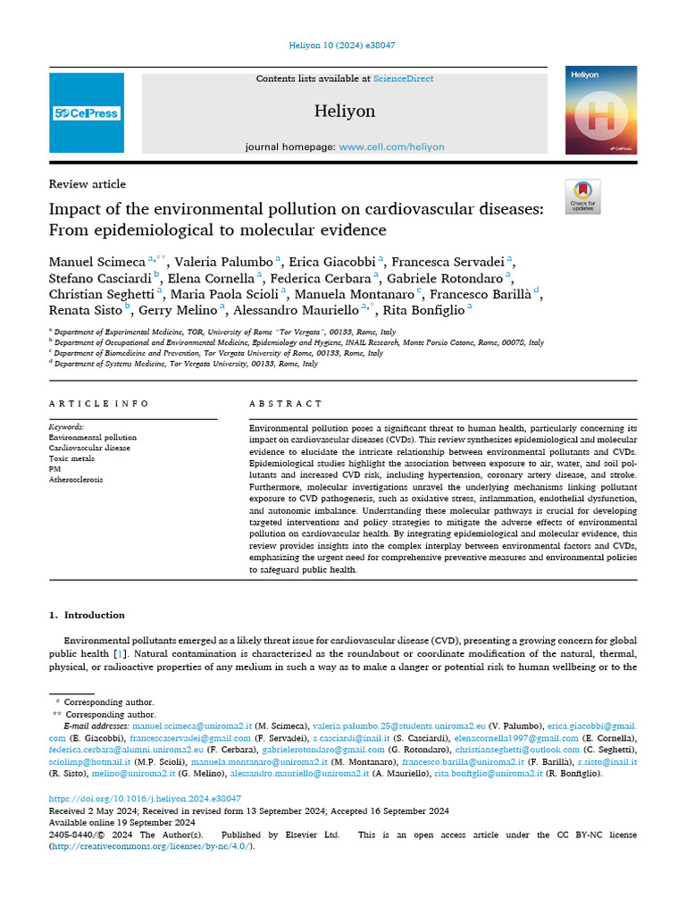 Impact of The Environmental Pollution On Cardiovascular Diseases 2024 ...