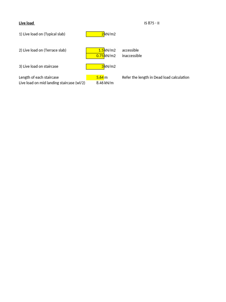 G+7 Calculation Sheet (Live Load) | PDF
