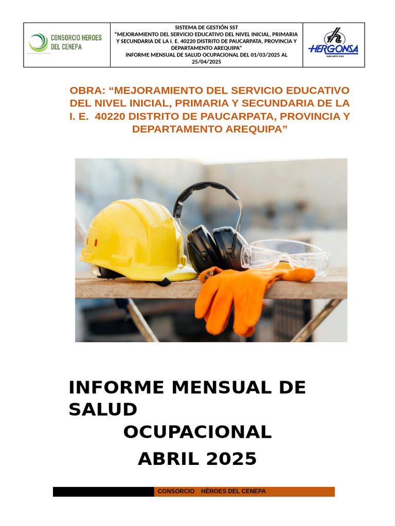 Informe Mensual de Salud Ocupacional | PDF | Seguridad y salud ...